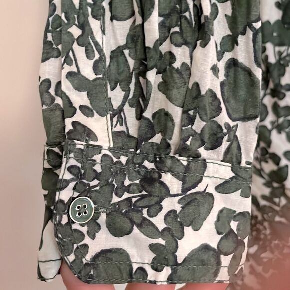 Tory Burch Green and White Floral Midi Shirt Dress size 12 - missing belt - Picture 6 of 9